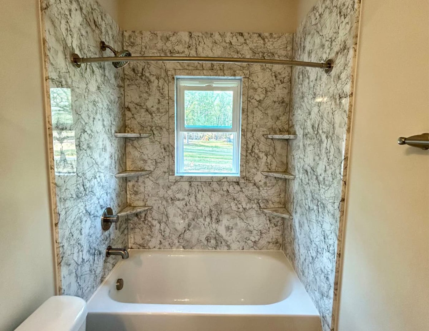 Modern luxury bathroom remodeling with custom tile and vanity