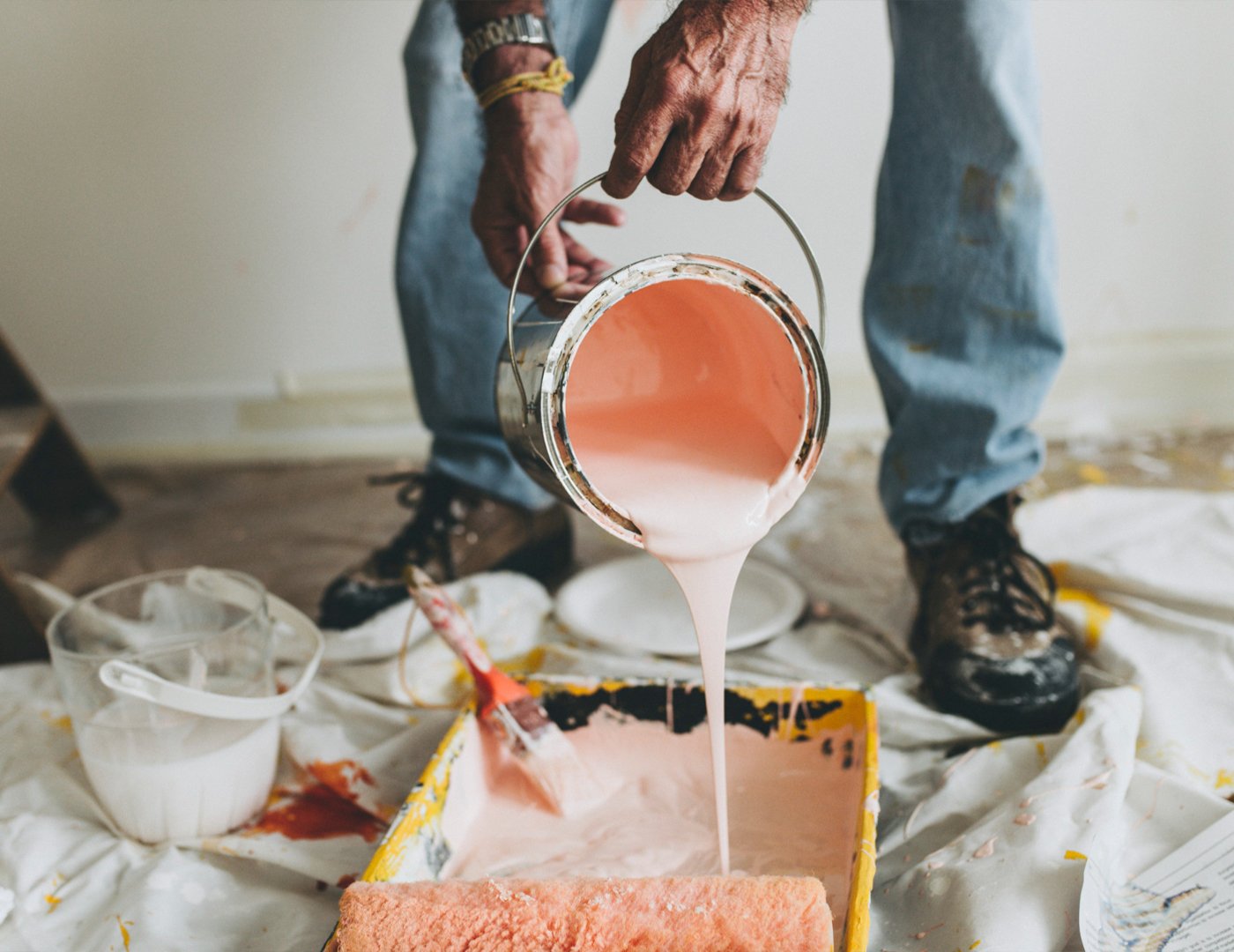 Professional interior painting with clean edges and vibrant colors